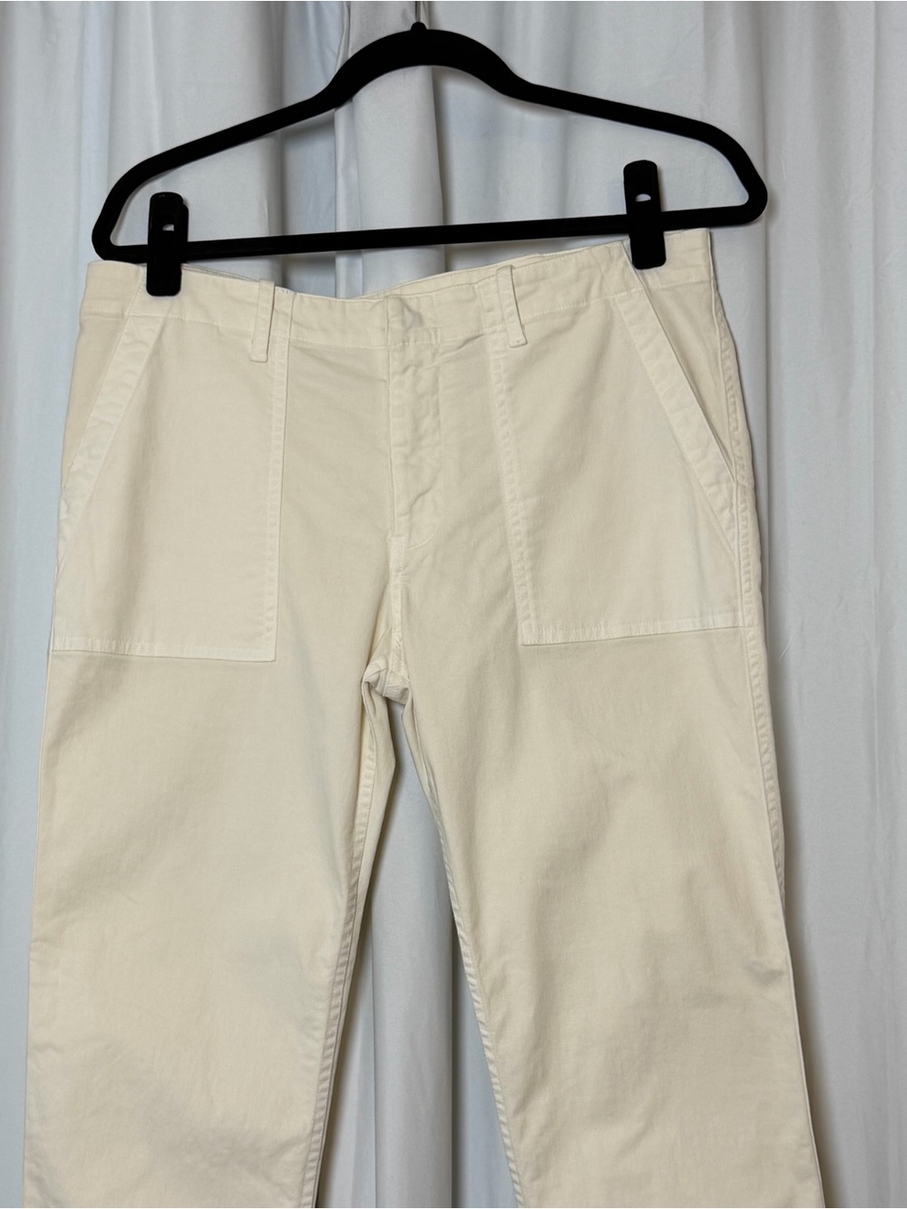Nili Lotan Jenna Ankle Pants Cream Cropped Cotton Raw Hem Utility Slim Fit 8 - Picture 5 of 12